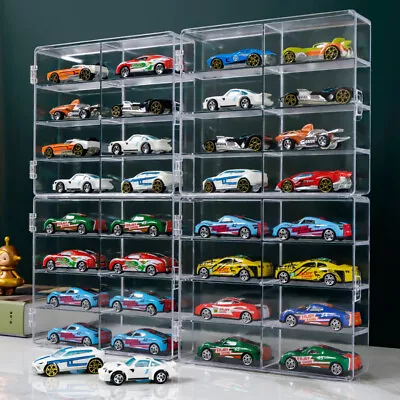 Acrylic Display Case For 1:64 Mini Car Models Dustproof Clear Box Cabinet Rack • $44.54