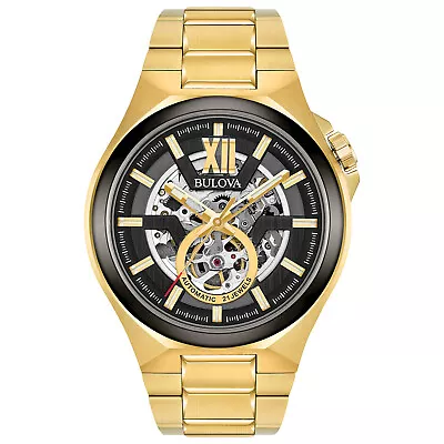 Bulova Men's Automatic Skeleton Dial Exhibition Case Back 46mm Watch 98A178 • $225.99