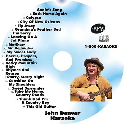 CUSTOM KARAOKE JOHN DENVER 20 GREAT SONG Cdg CD+G HARD-TO-FIND AND MORE • $39.95