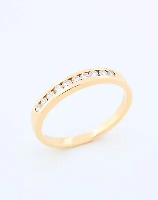 Solid 9ct (375) Yellow Gold Channel Set Diamond Wedding/Anniversary Ring • $189