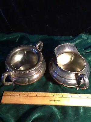 Antique Rockford Silver Plate Quadruple Plate Creamer & Sugar Bowl #310 • $29.99