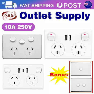 10A Amp 240V Double Power Point Electric Wall Socket Outlet GPO Switch BULK • $11.09