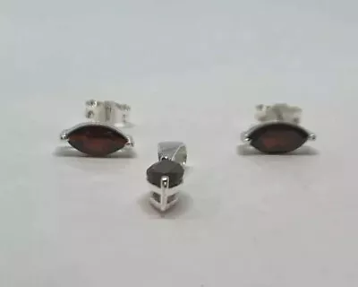 Natural Red Garnet 925 Sterling Silver 2.00cts Pendant Earring Set 1.4g India • $40