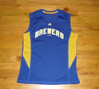 Youth Boy's Cooperstown By Majestic Milwaukee Brewers Tank Shirt Sz L 14/16 • $7.99