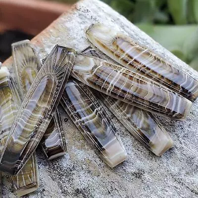 $7.95 • Buy 7 Vintage Brown Porphyr Rectangle Flat Back Glass Cabochons Cabs Tie Bar