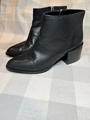 Nine West Women’s  Black Leather Zip Chunky Heels Ankle Boots Booties Size 9M • $26