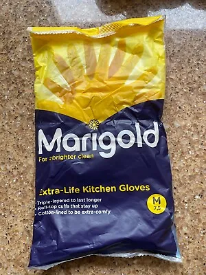 Marigold Extra Life Kitchen Yellow Rubber Latex Lined Gloves - Size Medium • £3