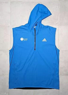 Adidas Men's Large 1/4 Zip Hoodie Vest Blue Barricade Formation Spanish Hills • $48.99