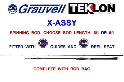 £242 • Buy HIGH SPEC GRAUVELL TEKLON X-ASSY 2pc SPIN ROD SEA COARSE LURE SPINNING BASS PIKE