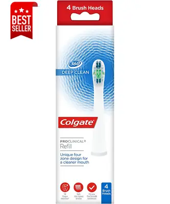 Omron Toothbrush Heads 4x Genuine Colgate Deep Clean White Pack ProClinical 360 • £17.49