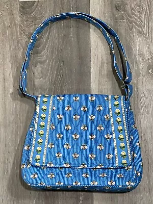 Vera Bradley Vintage Retired Blue Bees Yellow Roses Flap Bag Shoulder Cross • $39.99