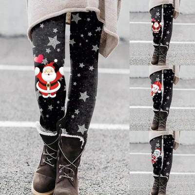 £14.59 • Buy Ladies Casual Cute Cartoon Christmas Santa Print Inside Leggings Boots Pants