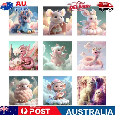 $11.39 • Buy 5D Full Drill Diamond Painting Pink Animal Embroidery Kit DIY Decor Art Craft