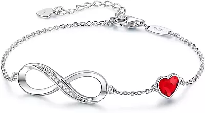 Infinity Heart Link Bracelet Symbol Charm 925 Sterling Silver Stainless Steel • $89.99