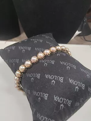 Vintage 14K Gold Mabe Pearl Half Pearl Tennis Bracelet 7  • $1600