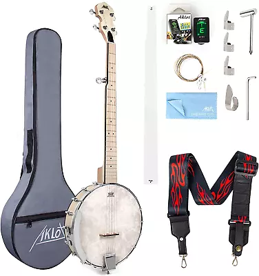 5 String Banjos Full Size Open Back Banjo Adjustable Maple Body Remo Head With 2 • $216.99