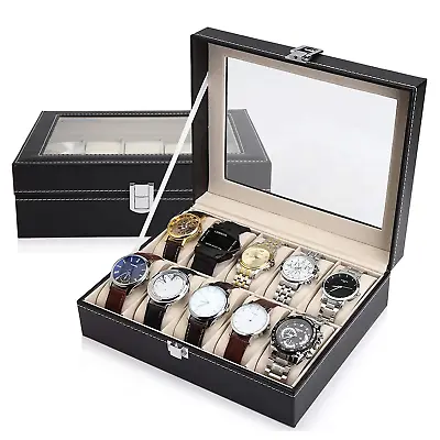 £10.99 • Buy 10 Grids Watch Display Storage Box Jewelry Collection Organizer Holder Men Women