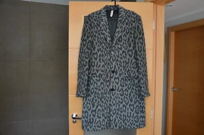 $84.15 • Buy ZARA MEN Rare Bloggers NEOPUNK LEOPARD Animal PRINT Gray COAT Wool Blend Size L