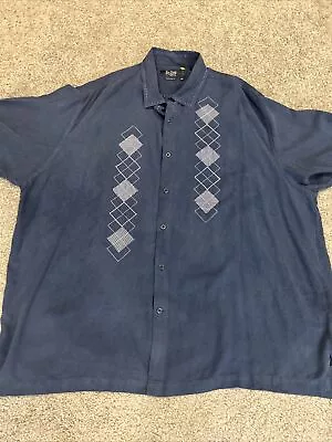 Nat Nast Luxury Originals Mens 2xl Silk Shirt American Fit Casual Bowling Blue • $25