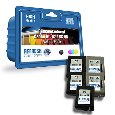 Refresh Cartridges Value Pack 3xBC-02/2xBC-05 Ink Compatible With Canon Printers • £63.27