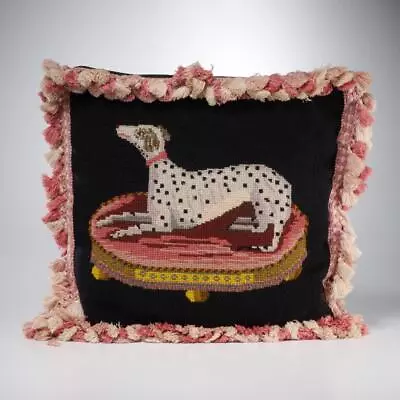 Needlepoint Wool The Spotted Dog Dalmatian Dog Pillow Square 16  VTG • $240