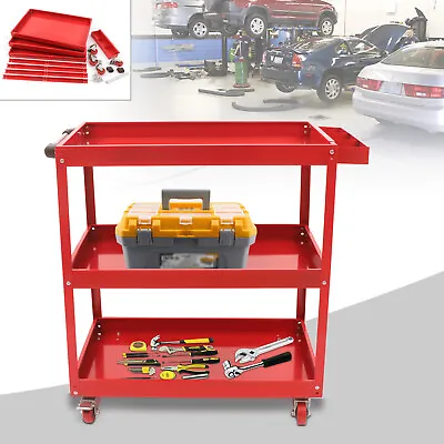 3 Tier Tool Cart Rolling Cart With Wheels Steel Service Cart Mechanic Red  • $98.80