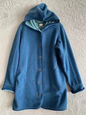 £39.81 • Buy LL Bean Fleece Parka Women’s Large Sherpa Lined Button Front Hooded Coat Blue