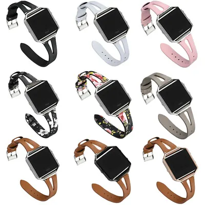 Genuine Leather Watch Band Wrist Strap Bracelet+Metal Frame For Fitbit Blaze AU • $26.39