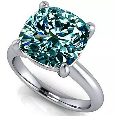 7.20 Ct Vvs1.cushion Vivid Blue Moissanite Diamond Engagement Silver Ring • $12.50