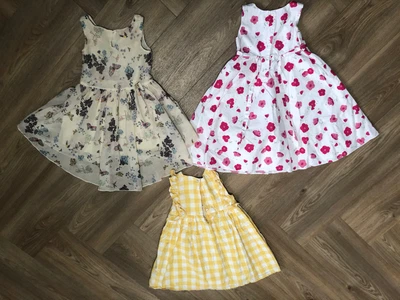 £6 • Buy 3x 2-3 Years Girls Yellow Check Butterfly Floral Party Summer Dresses