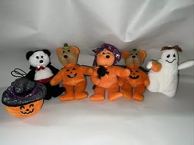 6 Ty Halloween Beanie Baby Lot Wizard Vampire Pumpkins Ghost • $24