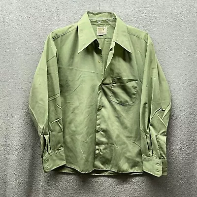 Vintage Montgomery Ward Shirt Adult Medium Green Disco Leisure 70s Mens • $28.75