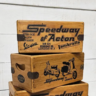 Lambretta - Vespa Dealer Vintage Box Wooden Scooter Advertising Crate Acton • £8.99