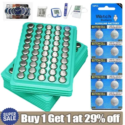 50X LR44 AG13 Battery A76 Quality Button / Coin Cell Batteries Pack Batteries • £2.90