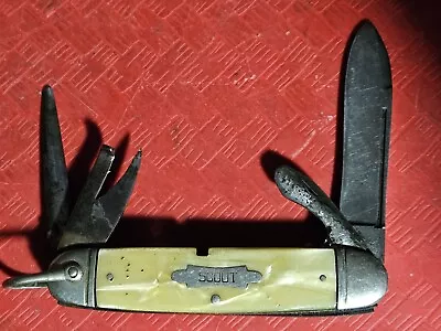 Early UTICA Cutlery Cracked Ice SCOUT Pocket Knife Vtg W/bale Waterfall • $39.99