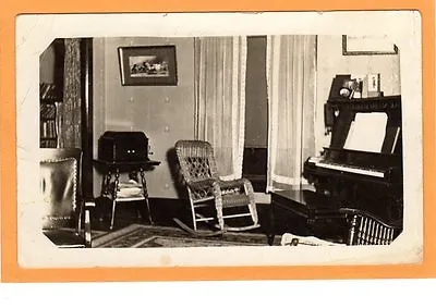 Real Photo Postcard RPPC - Parlor With Piano And Victrola - Music • $24.99