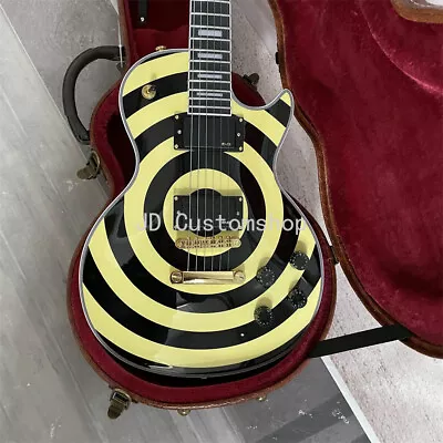 Custom Solid Cream Black Bullseye Electric Guitar Zakk Wylde HH Pickup W/ Case • $348.33