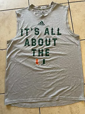 Miami Hurricanes Shirt Mens Large Adidas Tank Sleeveless All About The U • $14.99