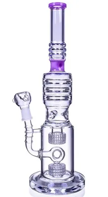 $66.49 • Buy THICK 16  HEAVY Double Matrix Perc BONG Tall Glass Water Pipe Hookah PURPLE USA