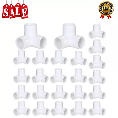 3-Way 3/4 Inch PVC Fitting PVC Elbow Fittings PVC Pipe Connector Building 16 Pcs • $25.50