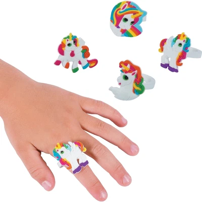 $8.99 • Buy Unicorn Birthday Party Favours Pack Of 12 Rubber Unicorn Rings