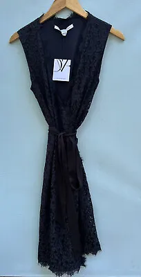 $98.10 • Buy Diane Von Furstenberg Dress 8 NWT Julianna Two Wrap NEW Black Lace DvF