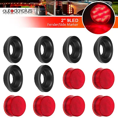6x 2 Inch Red Clearance 9 Led Light Truck Trailer Mount Lamp Round Side Marker • $24.99