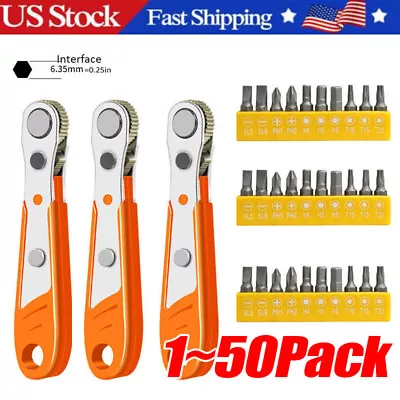 Ratcheting Right Angle Screwdriver Hex Drive 90 Degree Offset + 10pc Bits Set! • $226.96