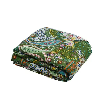 Paisley Print Kantha Quilt Indian Bedspread Bedding Cotton Throw Reversible Gudr • £41.99