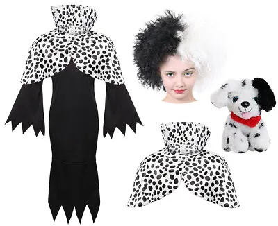 £15.99 • Buy Girls Cruella Costume World Book Day Fancy Dress Dalmatian De Ville Halloween