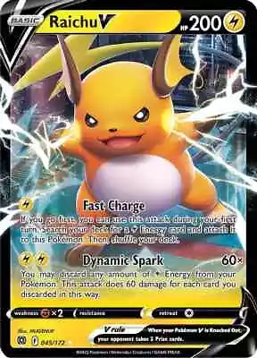 Pokemon TCG Raichu V - 045/172 - Brilliant Stars - NM - Holo Rare  • $3.29