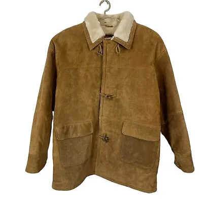 Marlboro Man Suede Jacket Wilsons Adventure Bound Coat Men Sherpa Tan XL Vtg • $239.97