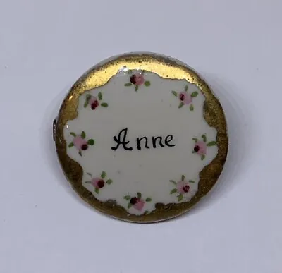 Vintage Floral Name Tag Badge Anne Brooch Lapel Pin (106) • $9.99