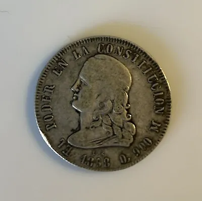 Ecuador 5 Francos 1858 Big Coin Silver  Very Rare  • $785